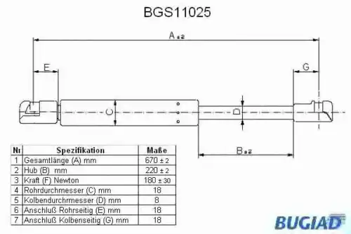 Амортизатор капота BUGIAD BGS11025