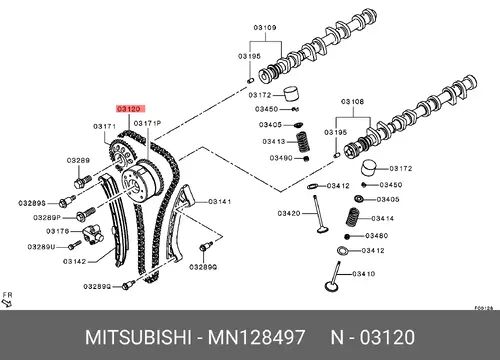 ЦЕПЬ ПРИВОДА ГРМ MN 128497 MITSUBISHI