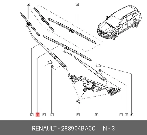 Щетка стеклоочистителя 288904BA0C RENAULT