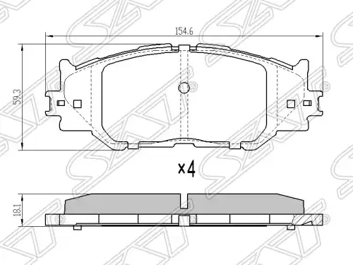 Тормозные колодки дисковые SAT ST-04465-53040