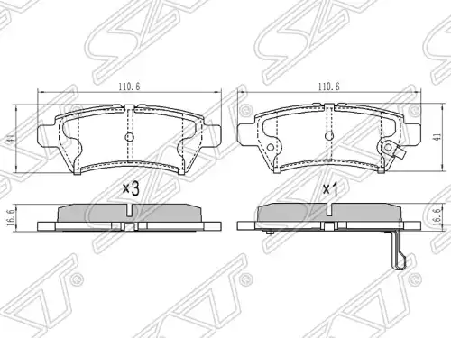 Тормозные колодки дисковые SAT ST-44060-EA091