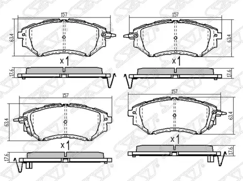 Тормозные колодки дисковые SAT ST-26296-XA010