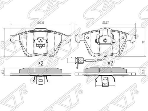Тормозные колодки дисковые SAT ST-1K0698151B