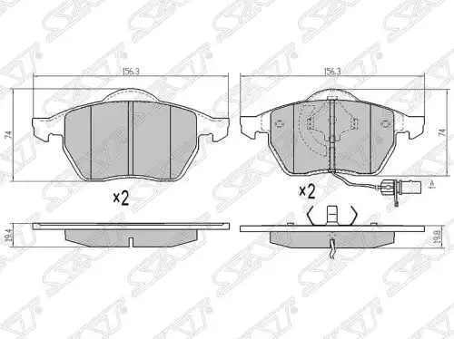 Тормозные колодки дисковые SAT ST-4B0 698 151 AF