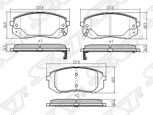 Тормозные колодки дисковые SAT ST-581013ZA70
