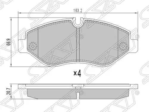 Тормозные колодки дисковые SAT ST-A0044208320