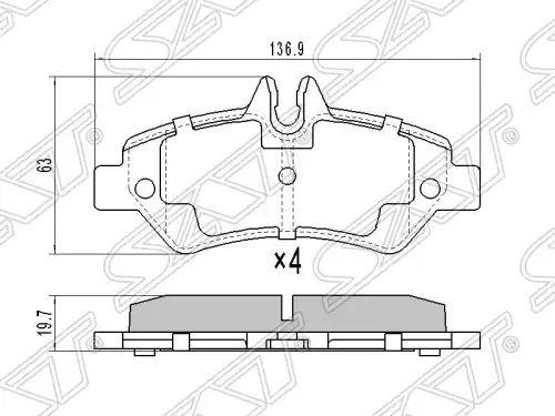 Тормозные колодки дисковые SAT ST-A0044206920