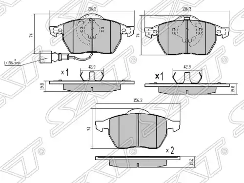 Тормозные колодки дисковые SAT ST-1J0698151M