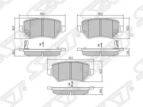 Тормозные колодки дисковые SAT ST-1605995