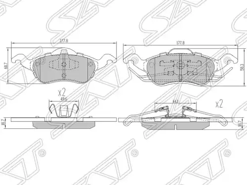Тормозные колодки дисковые SAT ST-1425406