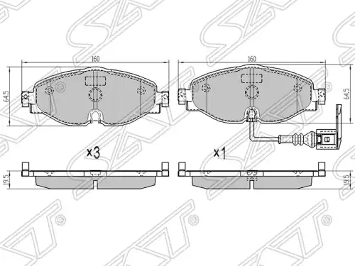Тормозные колодки дисковые SAT ST-8V0698151B