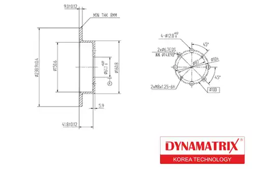 Тормозной диск DYNAMAX DBD1358 полный , задняя ось