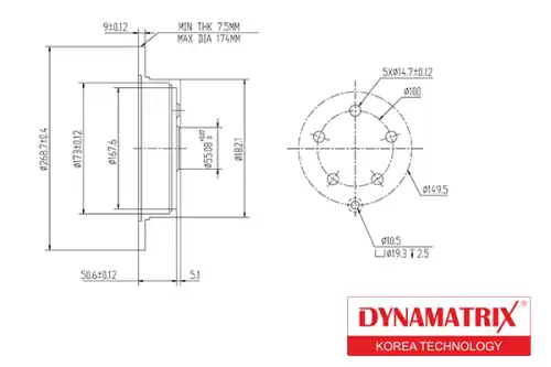 Тормозной диск DYNAMAX DBD1485 полный , задняя ось