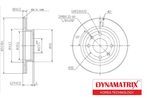 Тормозной диск DYNAMAX DBD1268 вентилируемый , передняя ось