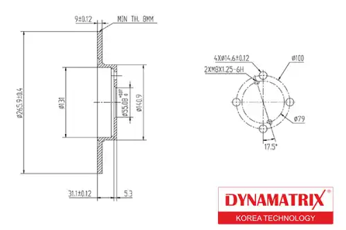 Тормозной диск DYNAMAX DBD1576 полный , задняя ось