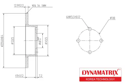 Тормозной диск DYNAMAX DBD318 полный , передняя ось
