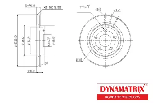 Тормозной диск DYNAMAX DBD1376 вентилируемый , передняя ось