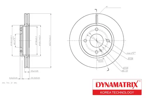 Тормозной диск DYNAMAX DBD1740 вентилируемый , передняя ось