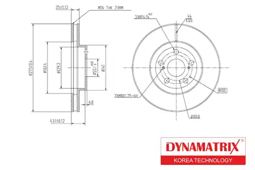 Тормозной диск DYNAMAX DBD1484 вентилируемый , передняя ось