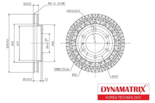Тормозной диск DYNAMAX DBD1937 вентилируемый , передняя ось