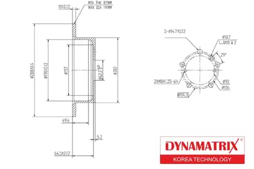 Тормозной диск DYNAMAX DBD1545 полный , задняя ось