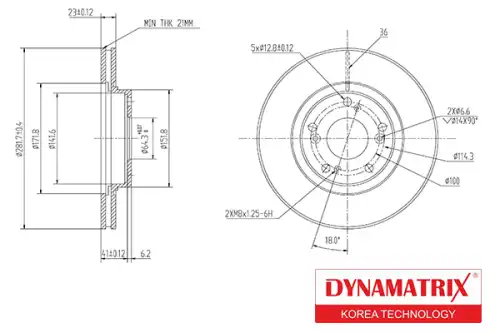Тормозной диск DYNAMAX DBD1539 вентилируемый , передняя ось