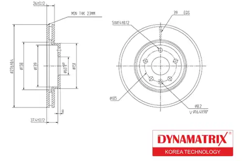 Тормозной диск DYNAMAX DBD1869 вентилируемый , передняя ось