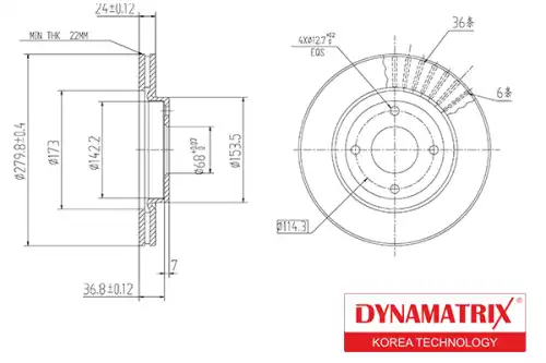 Тормозной диск DYNAMAX DBD1940 вентилируемый , передняя ось