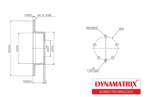 Тормозной диск DYNAMAX DBD1272 полный , задняя ось