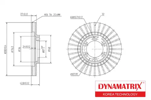 Тормозной диск DYNAMAX DBD1269 вентилируемый , передняя ось