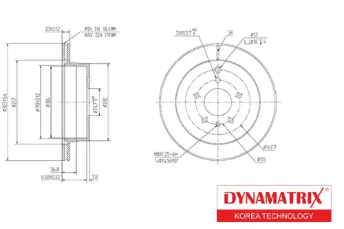 Тормозной диск DYNAMAX DBD1660 вентилируемый , задняя ось