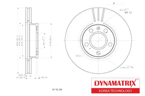 Тормозной диск DYNAMAX DBD1559 вентилируемый , передняя ось