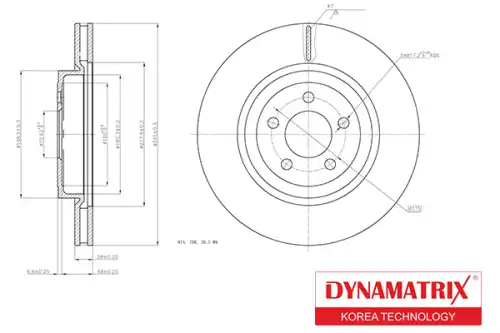 Тормозной диск DYNAMAX DBD1765 вентилируемый , передняя ось