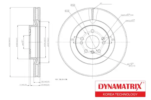 Тормозной диск DYNAMAX DBD1532 вентилируемый , передняя ось