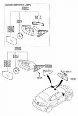 Крышка зеркала двери 876602V0004X MOBIS