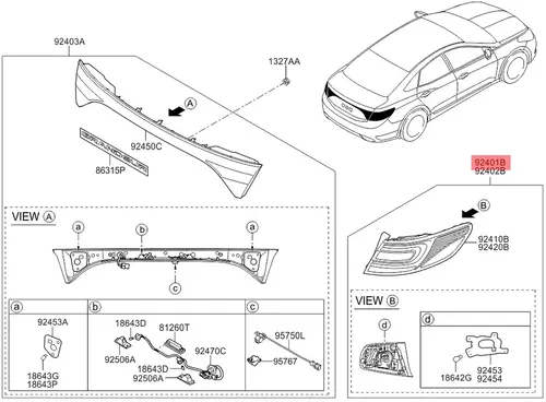 Фонарь задний MOBIS 924033V050