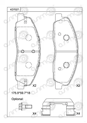 Тормозные колодки дисковые KD7027 ASIMCO