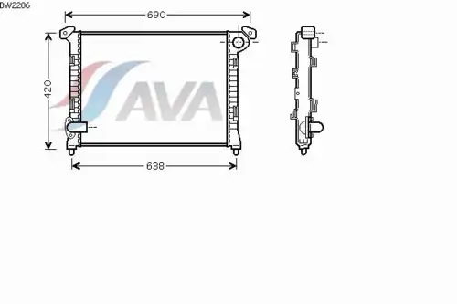 Радиатор системы охлаждения двигателя AVA BW2286