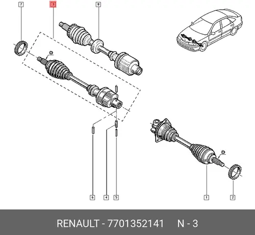 Вал приводной в сборе RENAULT 7701352141