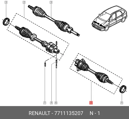 ВАЛ ПРИВОДНОЙ 7711135207 RENAULT