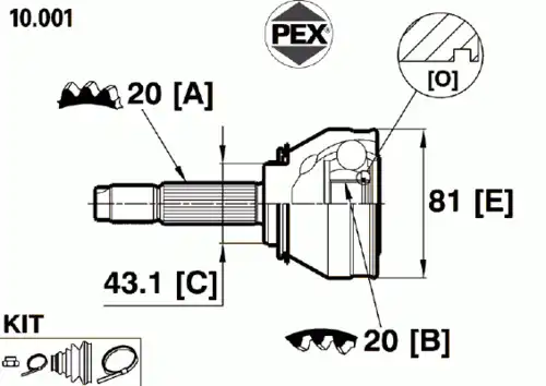 ШРУС наружный PEX 10.001