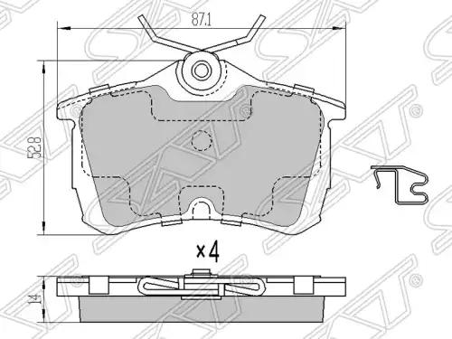 Тормозные колодки дисковые SAT ST-43022-SEA-E01