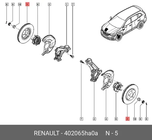 Тормозной диск RENAULT 402065HA0A