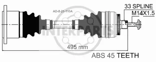 привод левый Audi AD-8-21-110A INTERPARTS