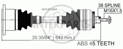 привод правый Audi AD-8-21-204A INTERPARTS