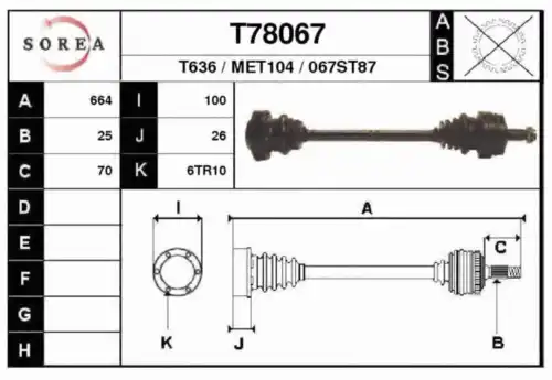 Приводной вал T78067 EAI