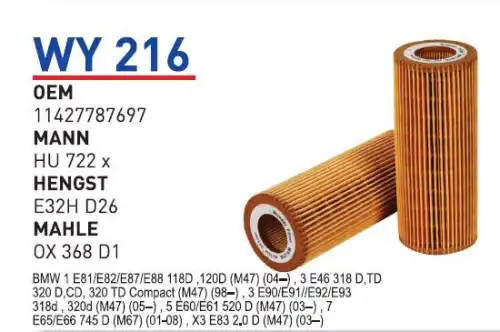 Фильтр масляный WUNDER WY216