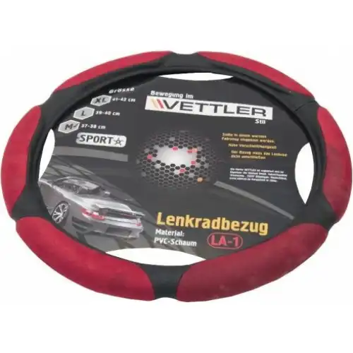 Оплетка на руль L 39-40 см. (классика, Волга) PVC (6 подушек) Красный VETTLER SPORT LLA1RED