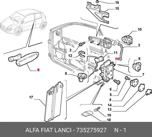 Ручка двери LANCIA 735275927