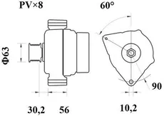 Генератор MG 831 Z1660 14V 150A MAHLE